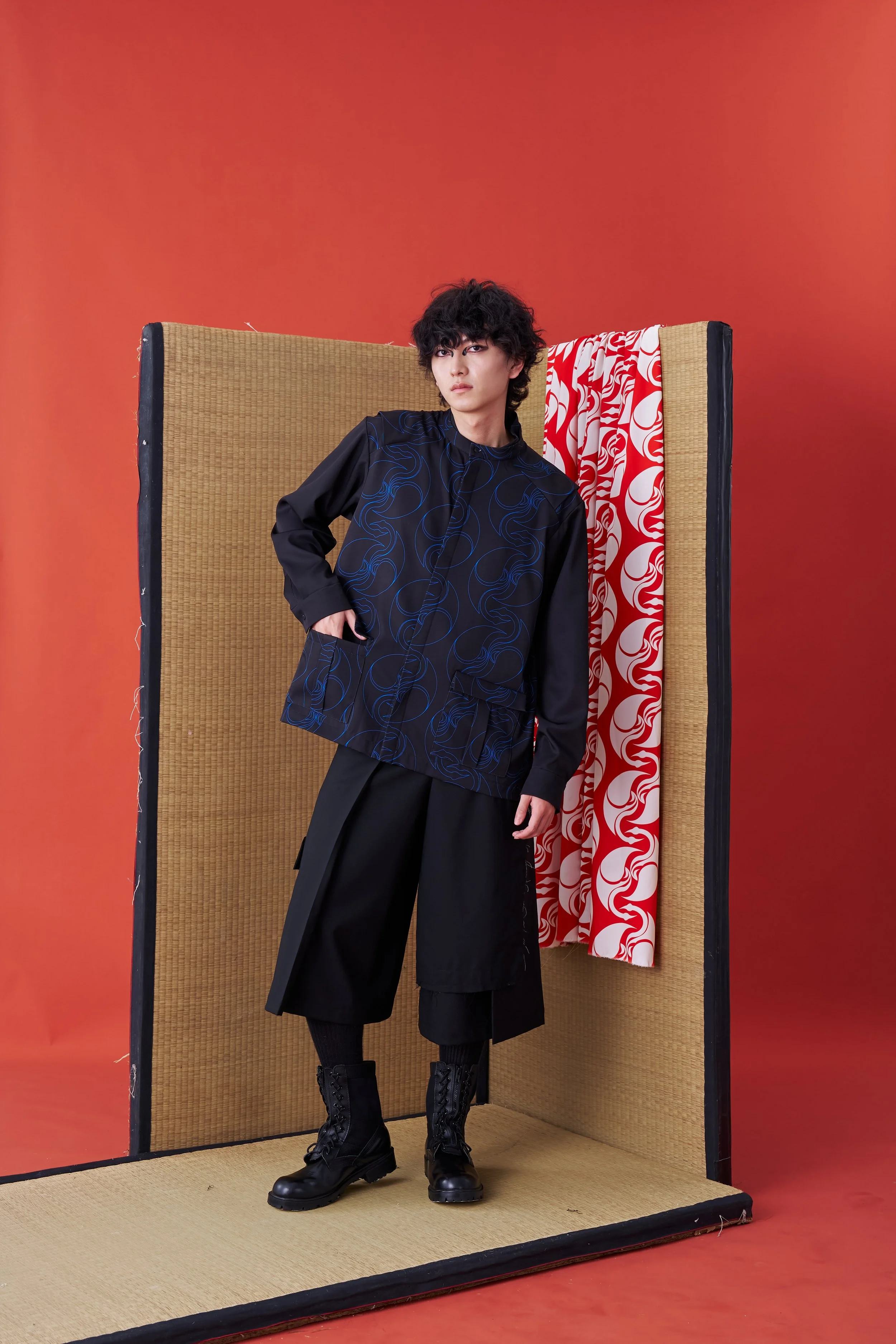 INF Deconstructed Double-Pocket Shirt (Blue printing) — INF